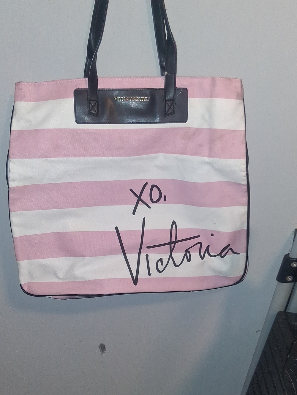 Victoria's Secret Pink and White Striped XO Victoria Tote